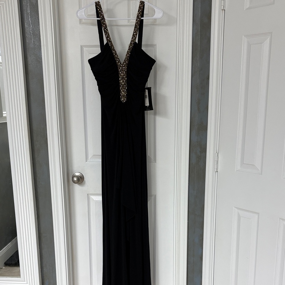 New with Tags, Black Maxi Dress with Embellished Straps
